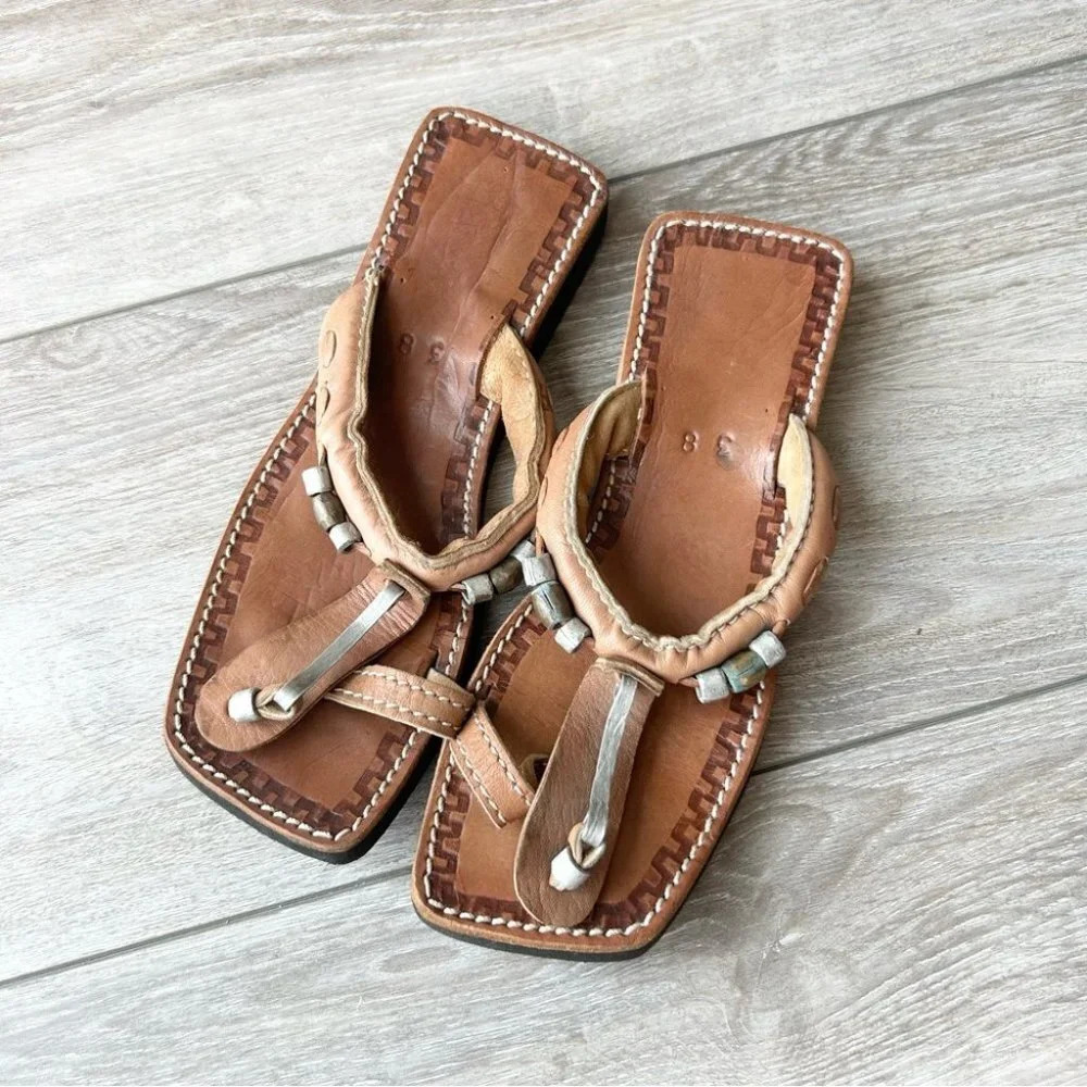 Handmade Leather Square Toe Sandal